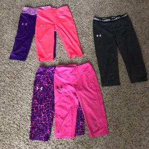 Lot of 5 Under Armour Leggings Y S